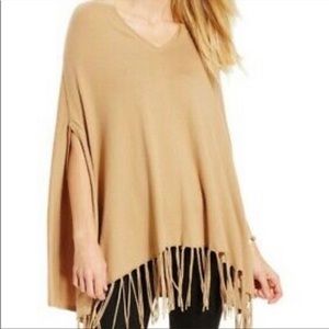 Michael Kors Cowl Neck Fringe Poncho